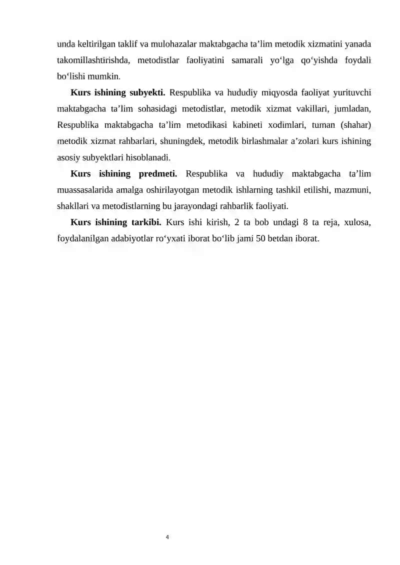 Respublika maktabgacha ta’lim metodikasi kabineti ish mazmuni 4