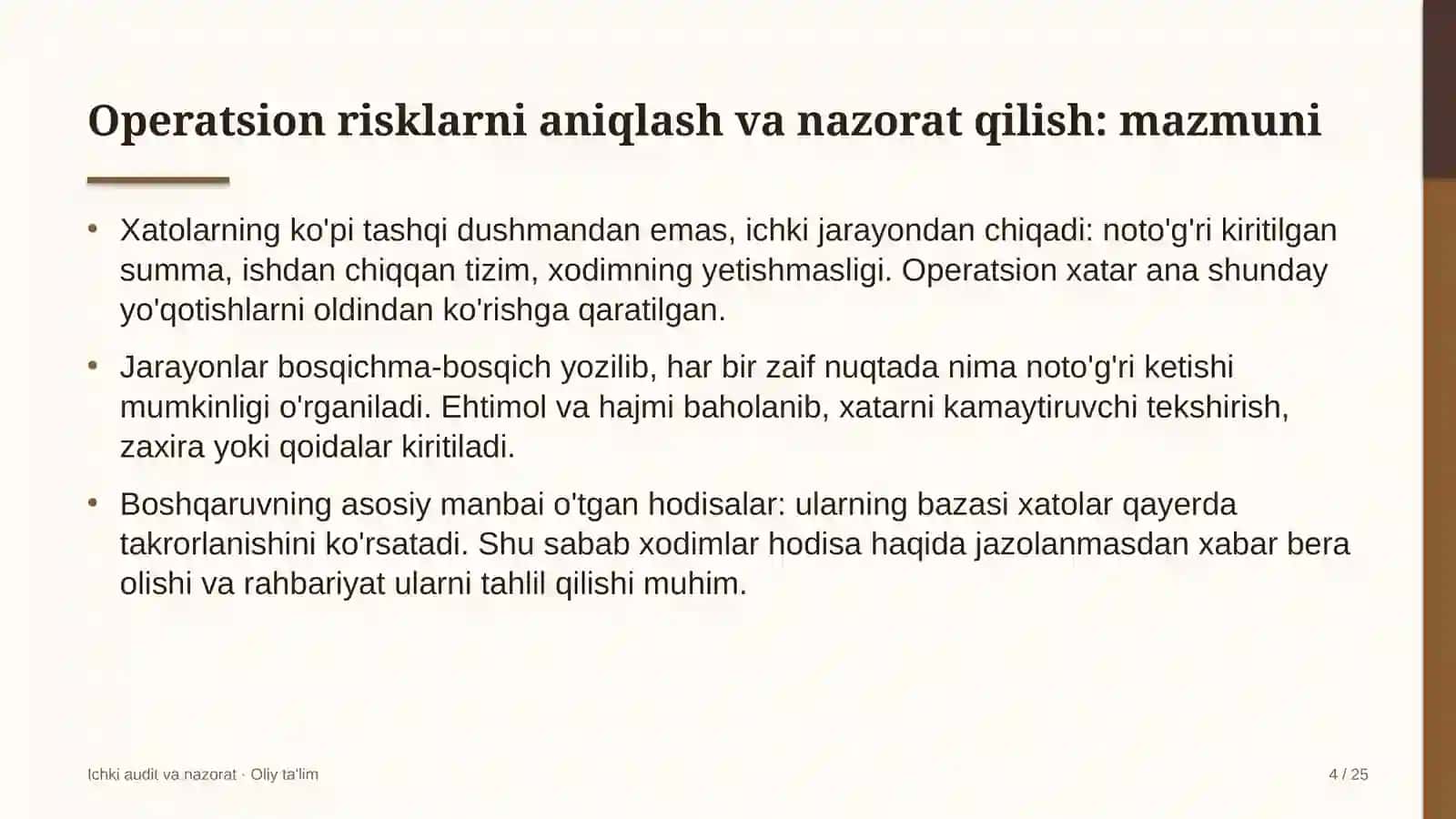 dam olish maskanlarida operatsion risklarni aniqlash va nazorat qilish 5930 4