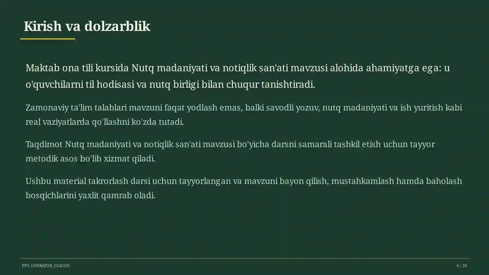 Nutq madaniyati va notiqlik san'ati (10-sinf) 4