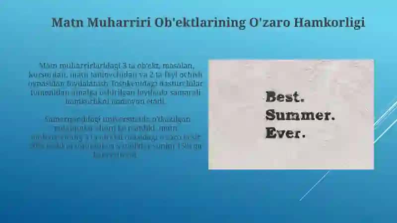 Matn Muharriri Ob'ektlar 4