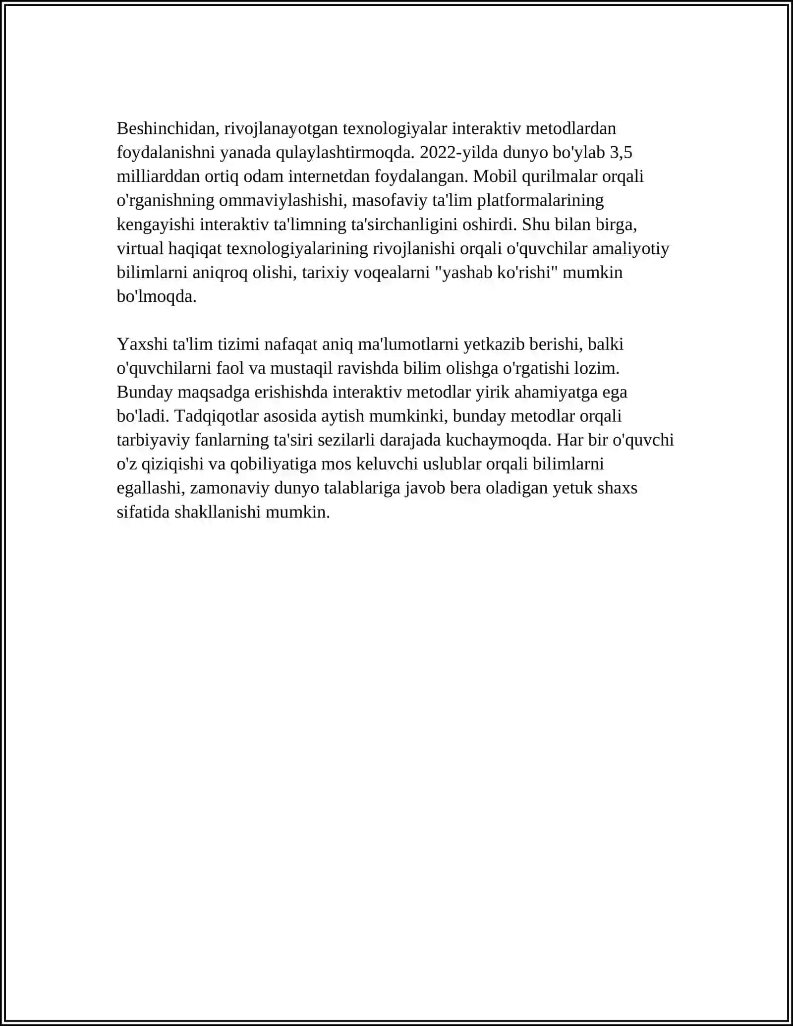 TARBIYA FANINI OʻQITISHDA INTERAKTIV METODLARDAN FOYDALANISH 4
