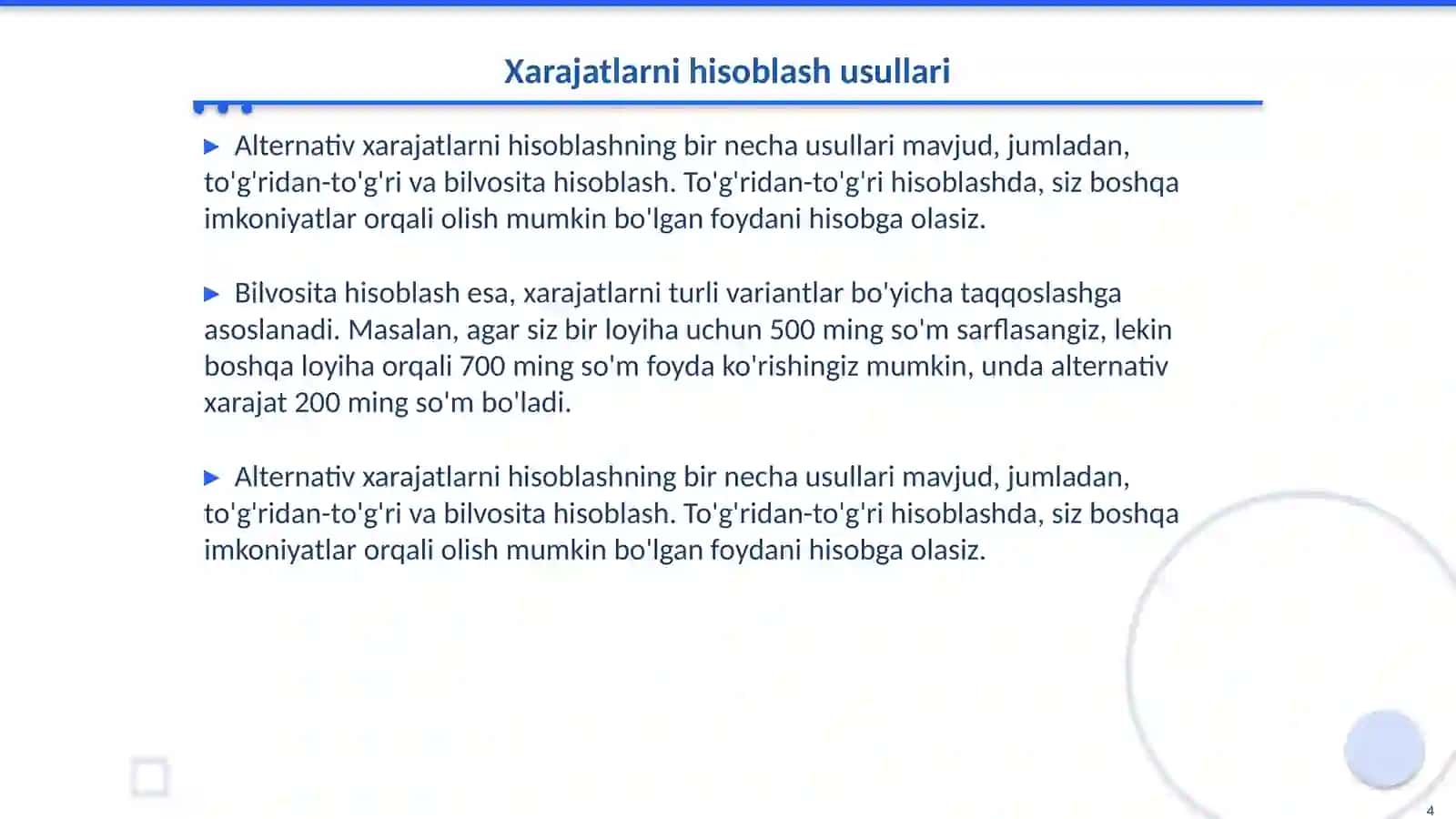 Alternativ xarajatlar 4