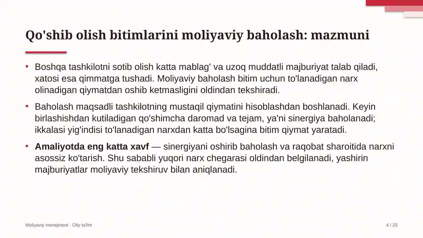 Ma'lumotlar markazlarida qo'shib olish bitimlarini moliyaviy baholash 4