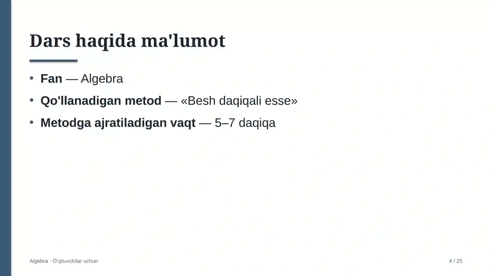 algebra darslarida besh daqiqali esse metodidan foydalanish 4968 4