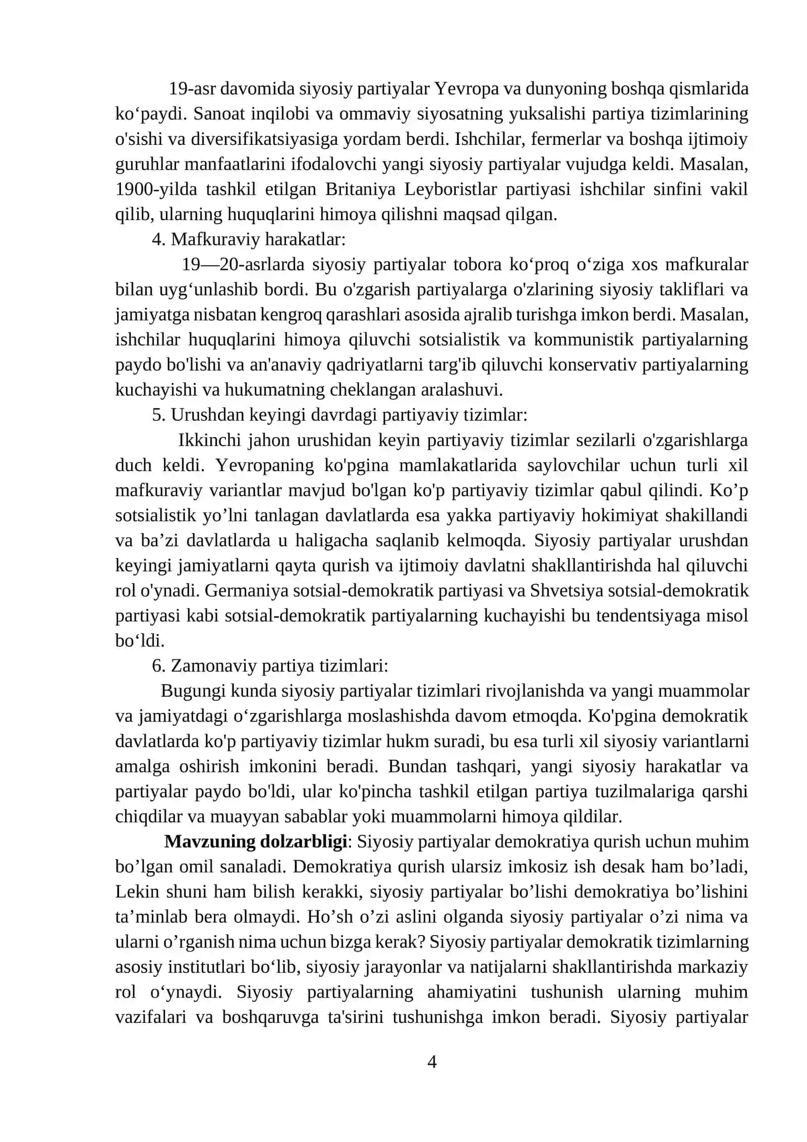 Siyosiy partiyalar va  siyosiy partiya tizimlari 4