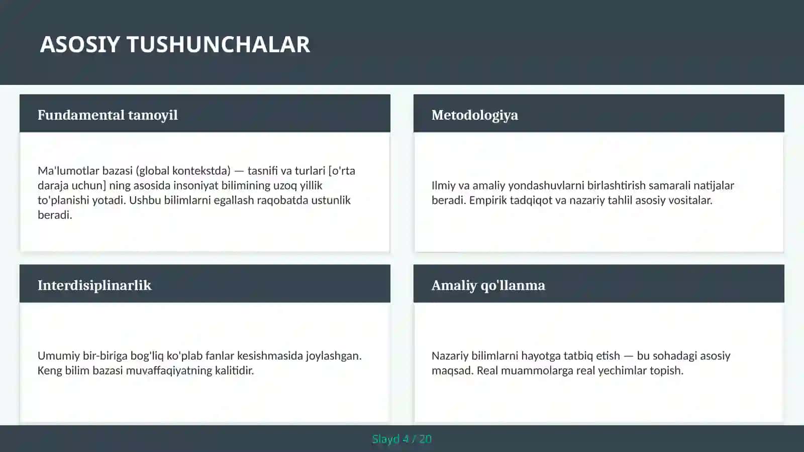 Ma'lumotlar bazasi (global kontekstda) — tasnifi va turlari [o'rta daraja uchun] 4