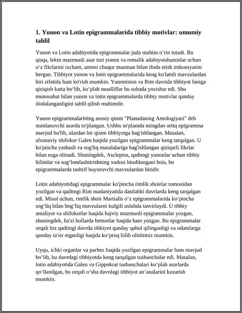 YUNON-LOTIN EPIGRAMMALARIDA TIBBIYOT VA SALOMATLIK 4