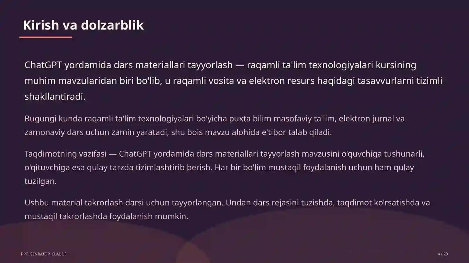 ChatGPT yordamida dars materiallari tayyorlash 4
