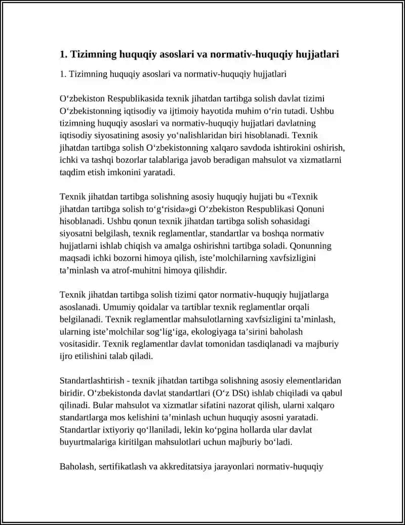 O'ZBEKISTON TEXNIK JIHATDAN TARTIBGA SOLISH DAVLAT TIZIMINING TUZILMASI 4