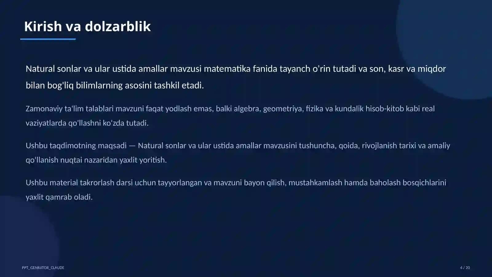 Natural sonlar va ular ustida amallar (5-sinf) 4