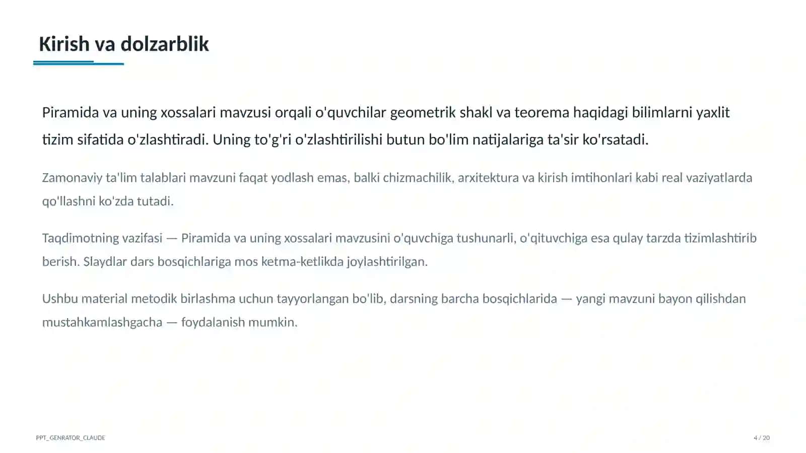 Piramida va uning xossalari (10-sinf) 4