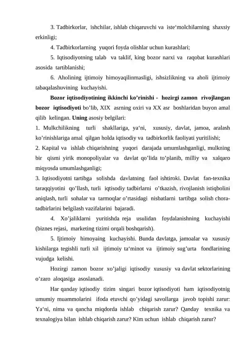 Bozor iqtisodiyotining mazmuni va amal qilishi 4