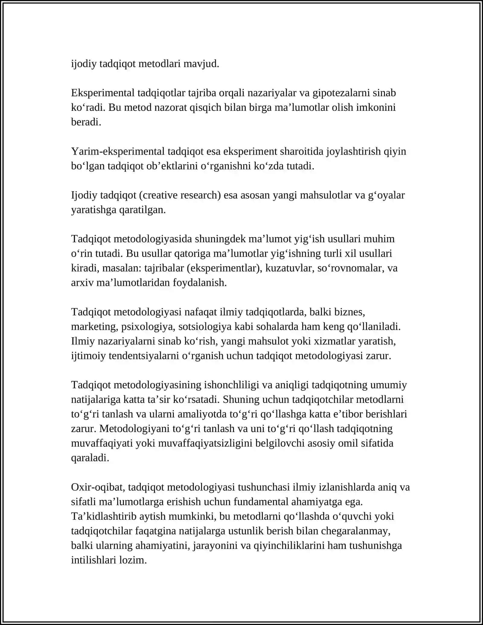 TADQIQOTLAR METODOLOGIYASI HAQIDA TUSHUNCHA 4