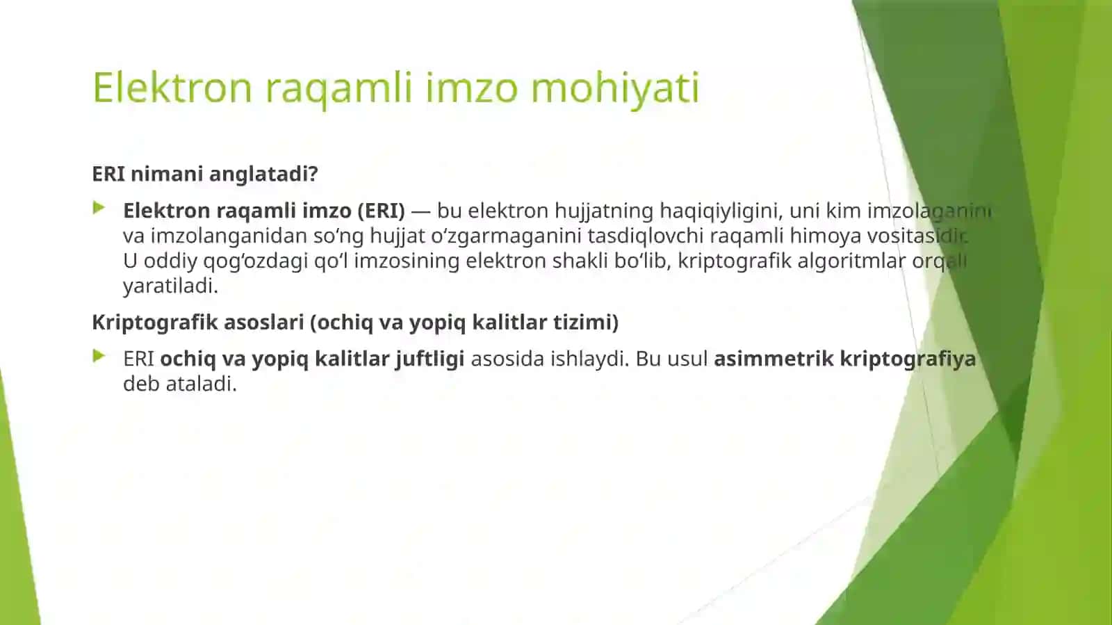 Elektron raqamli imzo (ERI) tushunchasi 4