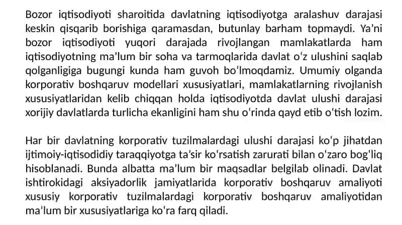 Давлатулуши устувор бўлган ақциядорлик жамиятларида корпоратив бошқарувнинг асосий йўналишлари 4
