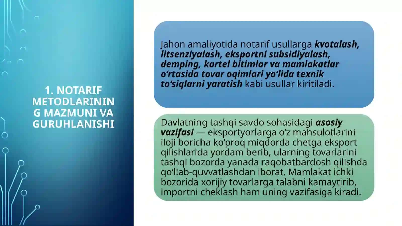 MAVZU.TASHQI SAVDONI TARTIBGA SOLISHNING NOTARIF METODLARI 4