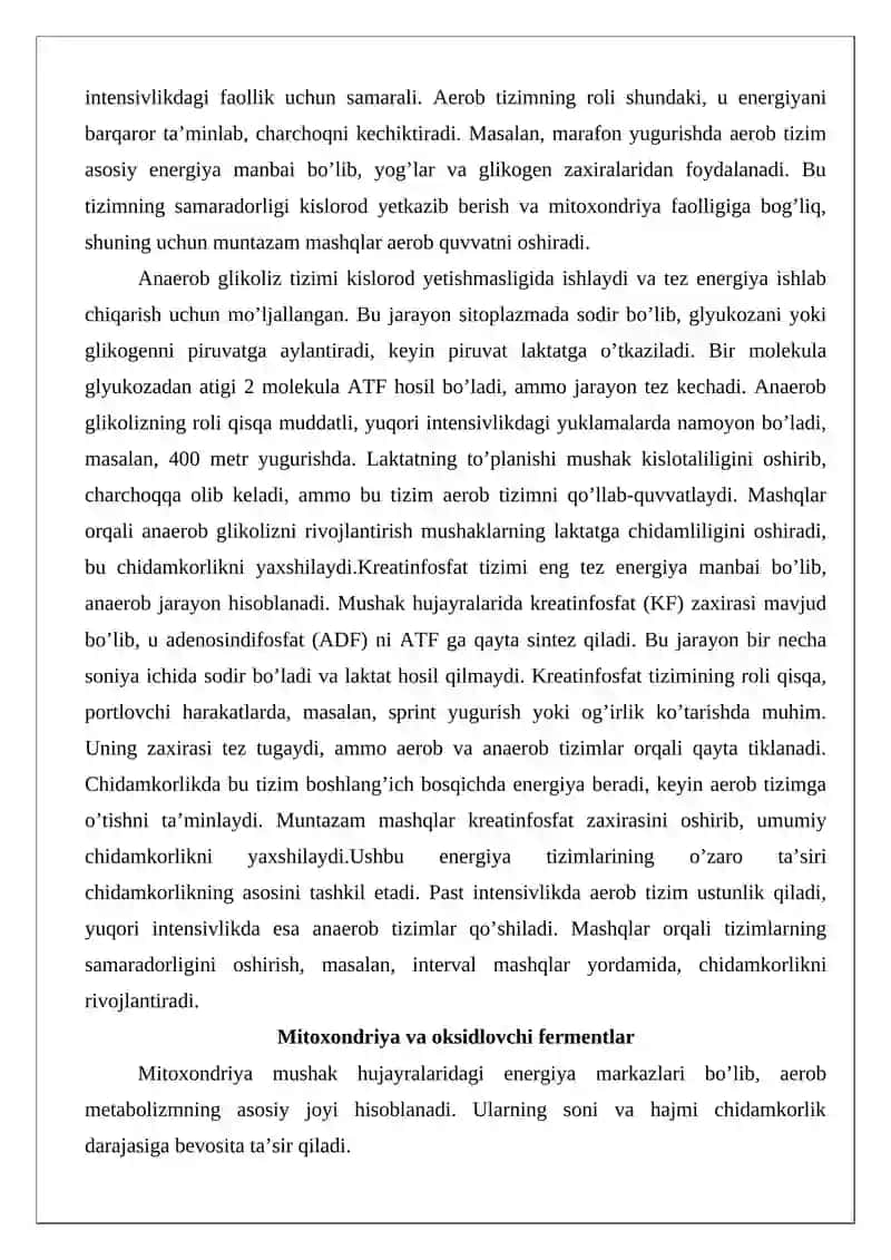 Chidamkorlikning biokimyoviy asoslari va ularni rivojlantirish usullari 4