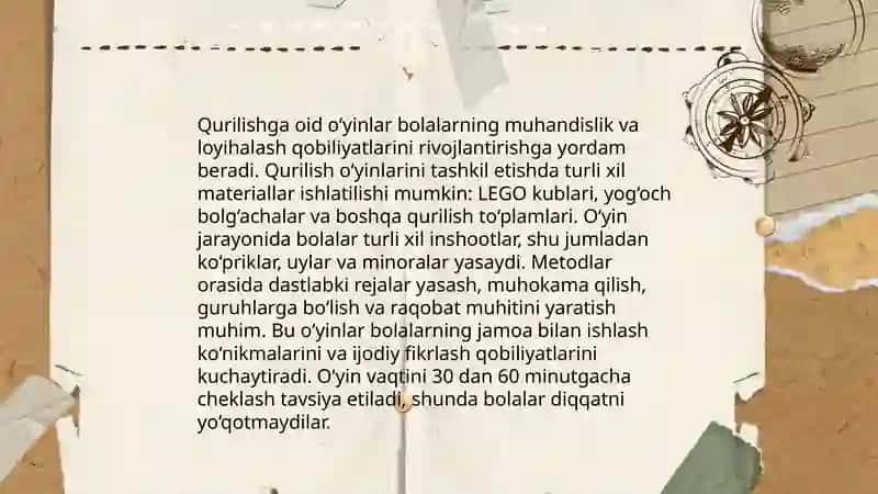 Maktabgacha ta'lim tashkilotlarining turli yosh guruhlarida qurish yasashga òrgatish metodlari 4