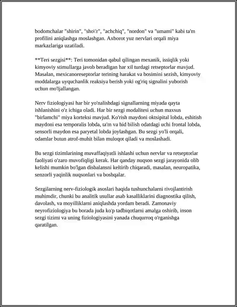 SEZGINING REFLEKTOR VA RETSEPTOR NAZARIYALARI.SEZGILARNING NERV-FIZIOLOGIK ASOSLARI 4