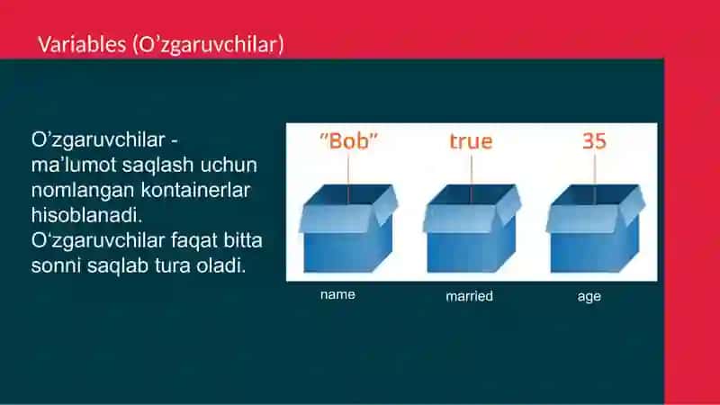 Python dasturlash tilida o`zgaruvchilar, komment va errorlar 4