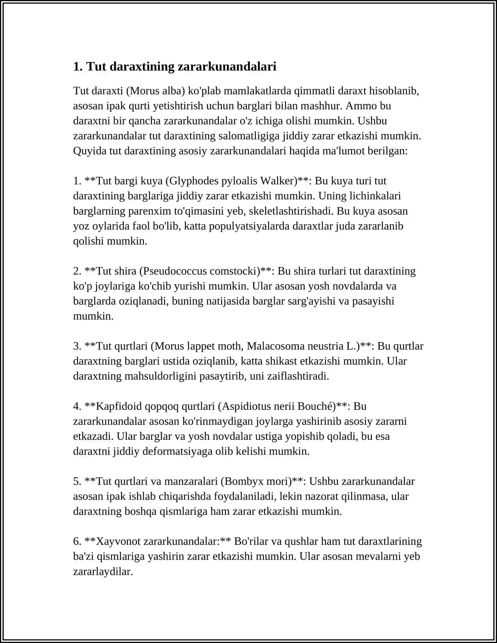 Tut daraxtini kemiruvchi zararkunandalar va ularga qarshi kurashishning zamonaviy usullari 4
