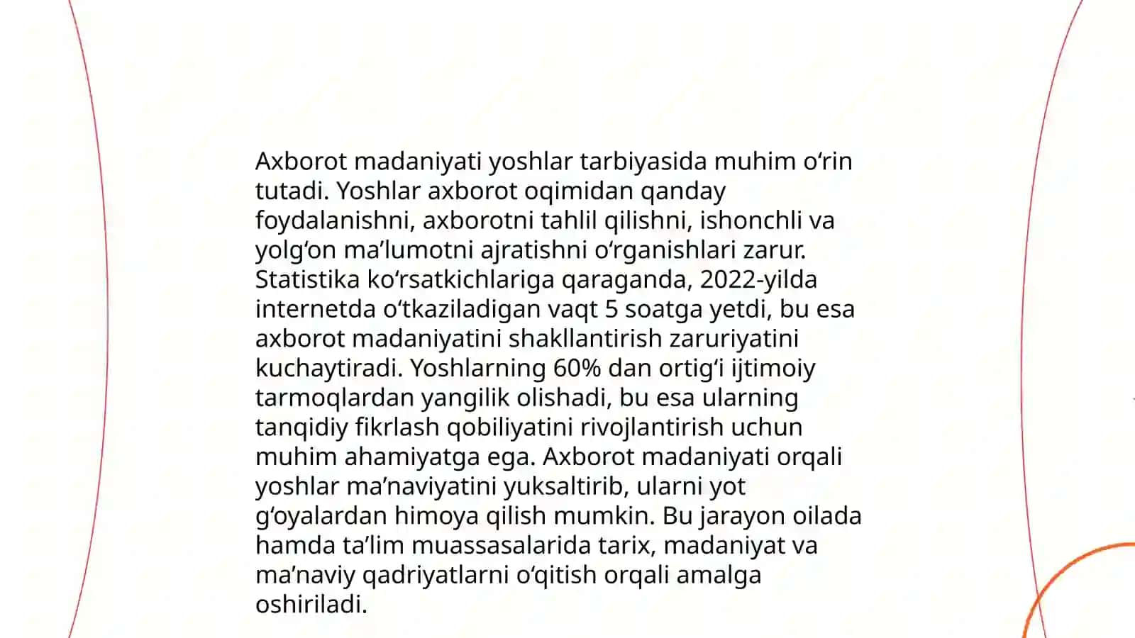 Yangi O'zbekistonda media savodxonlik va axborot madaniyati faninig o'qitilishini ahamiyati 4