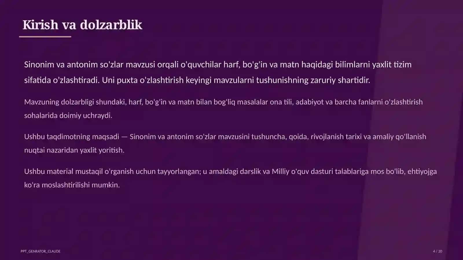 Sinonim va antonim so'zlar (3-sinf) 4