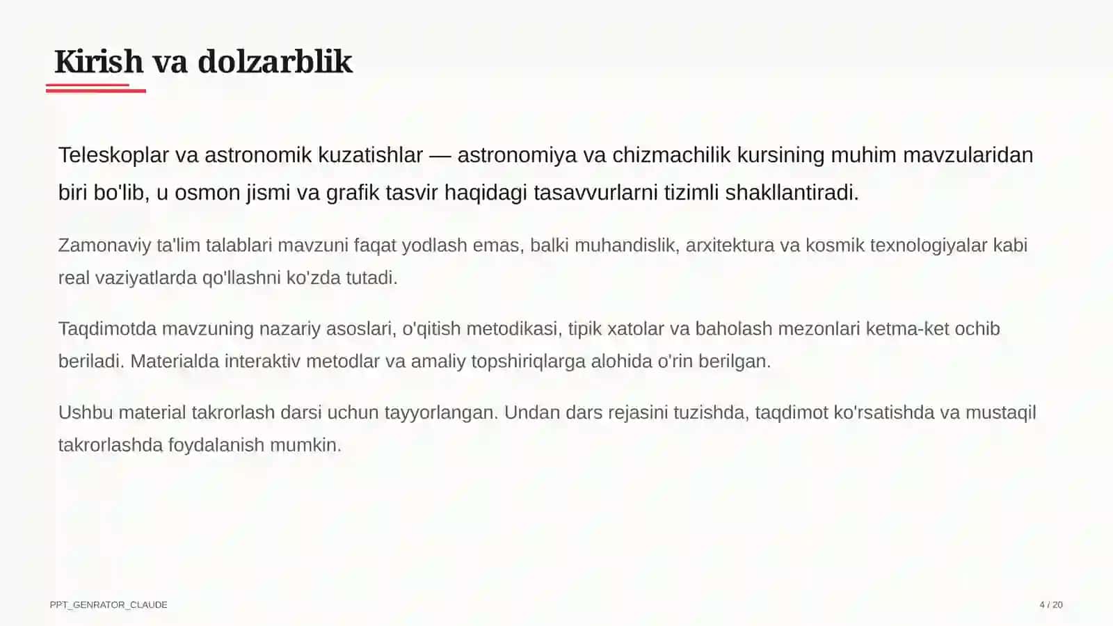 Teleskoplar va astronomik kuzatishlar (10-sinf) 4