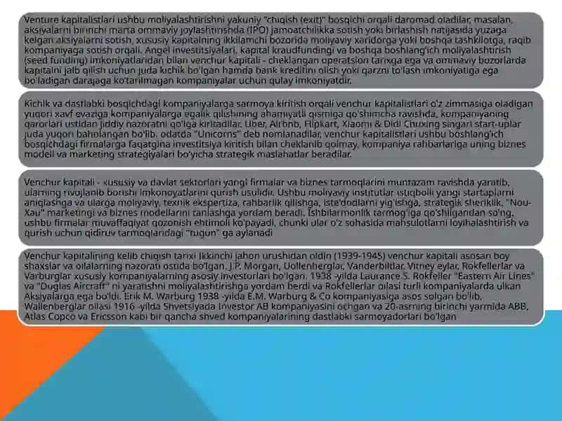 Venchur kapitali. Korxonalarda innavatsion faoliyatni boshqarish 4