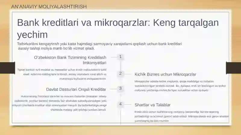 Tadbirkorlik subyektlari uchun moliya manbalari slayd 4