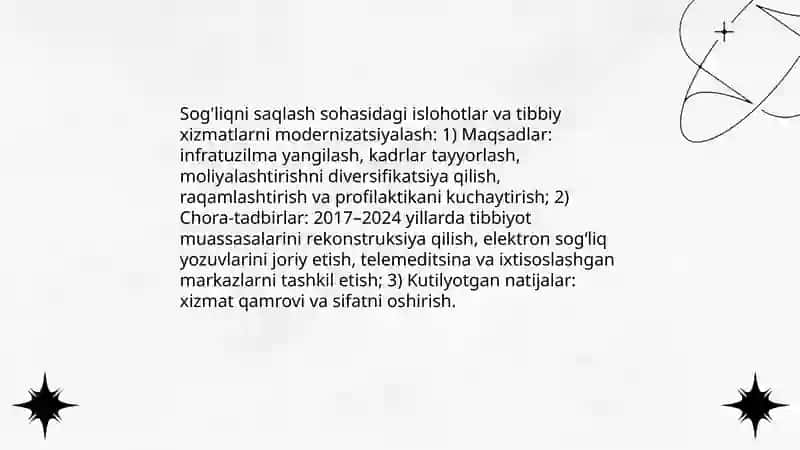 Oʻzbekiston respublikasi ijtimoiy sohadagi islohotlari 4