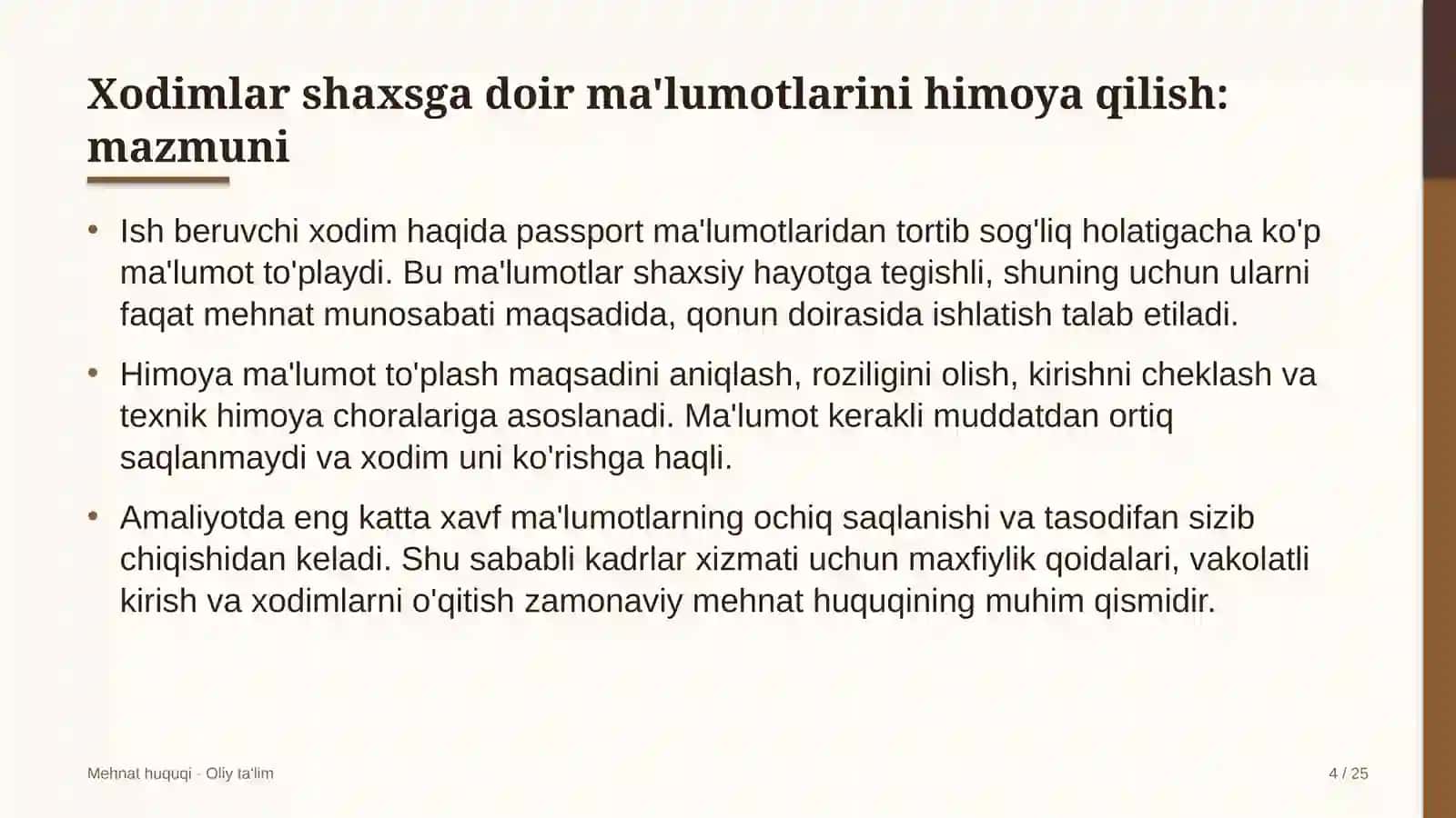 Koll-markazlarda xodimlarning shaxsga doir ma'lumotlarini himoya qilish 4