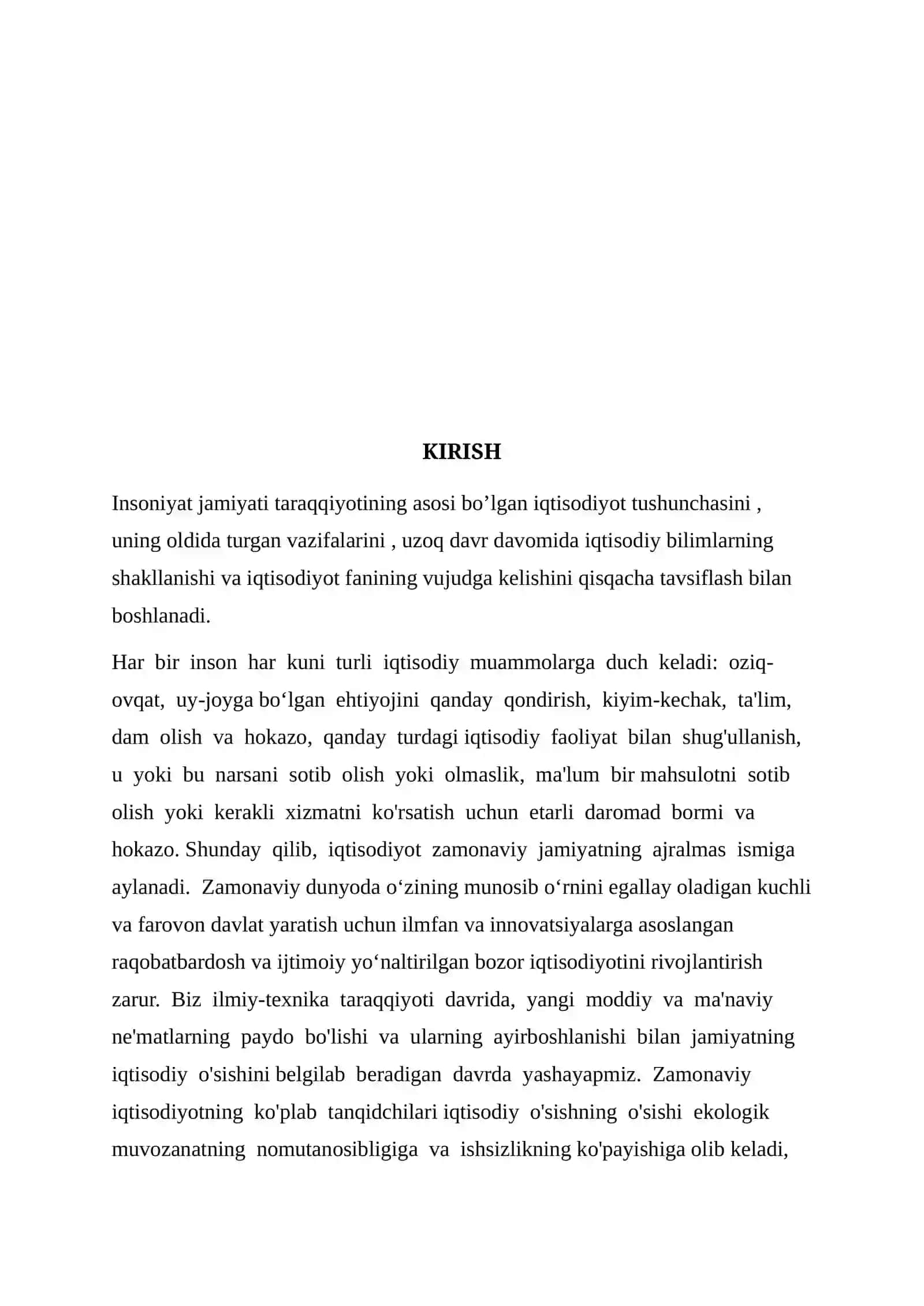 IQTISODIYOT NAZARIYASI fanidan KURS ISHI 4