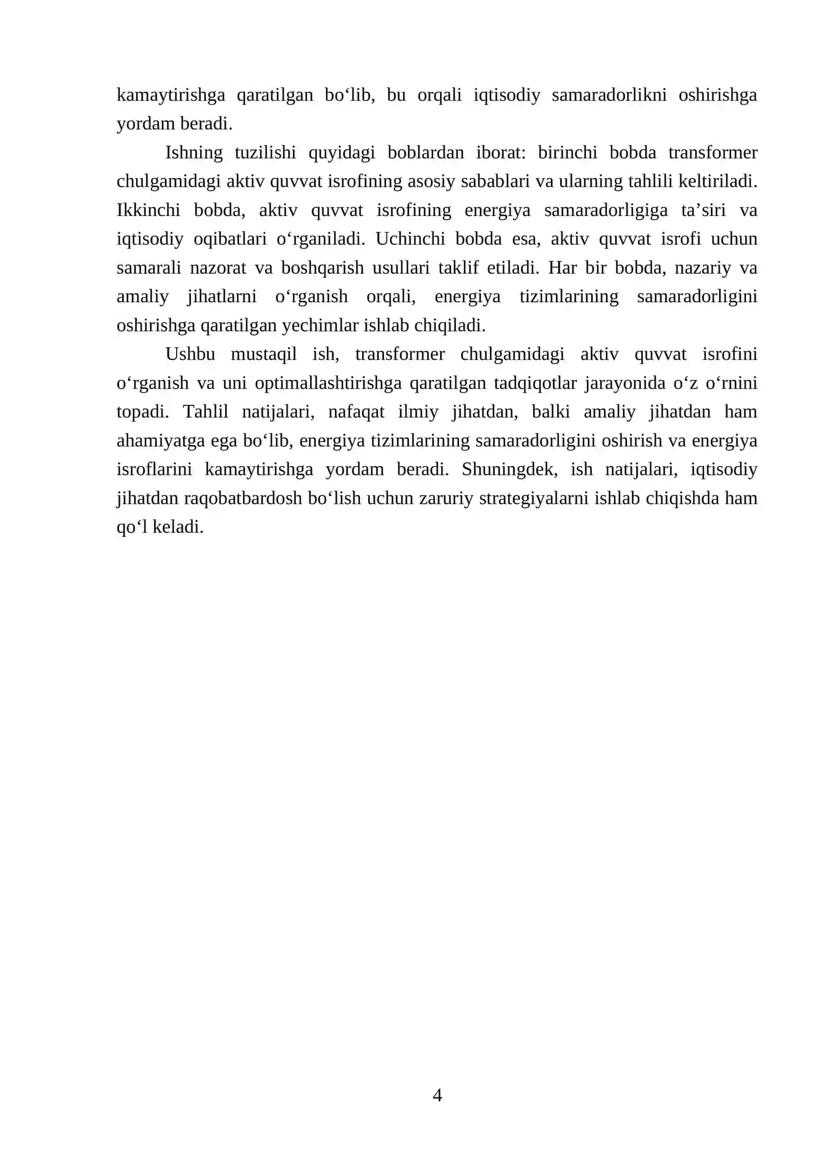 Transfarmator chulgamdagi aktiv quvvat isrofi.E.YuK.i transfarmator chulgamdagi quvvat isrofi 4