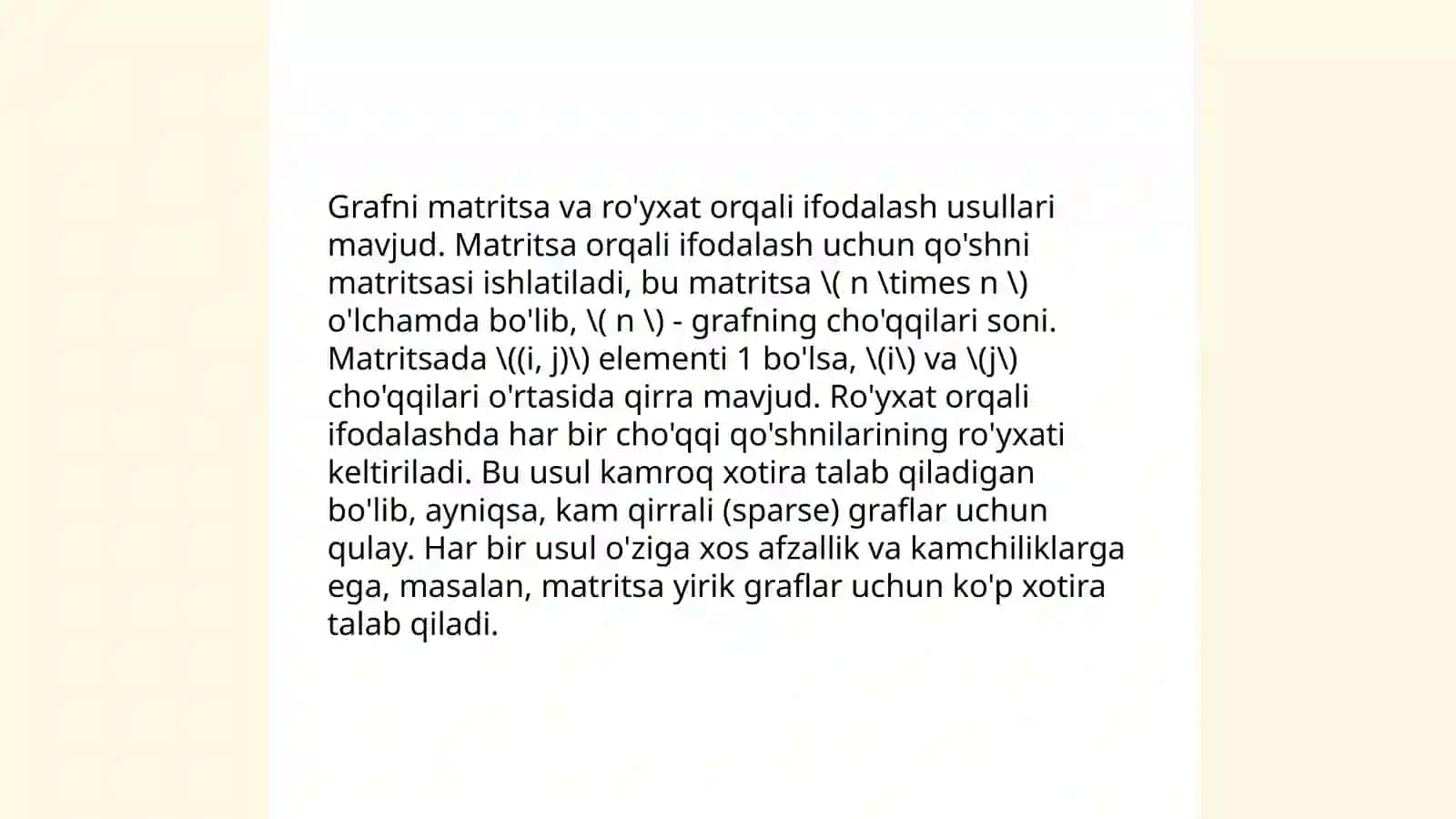 Graflarni tasvirlash usullari 4