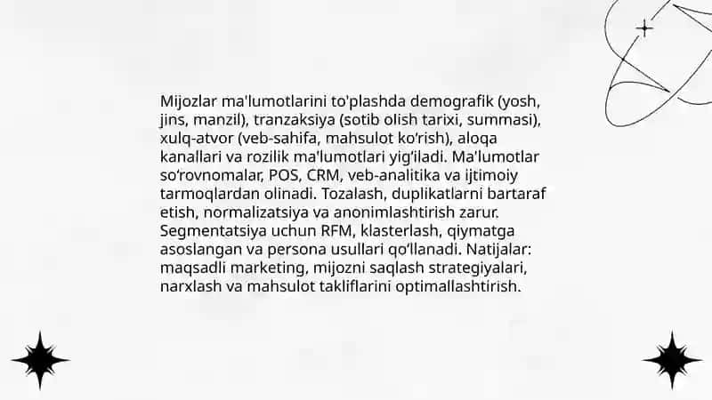 Kichik biznes faoliyatini tahlil qilishda malumotlar yig'ish va qayta ishlash 4