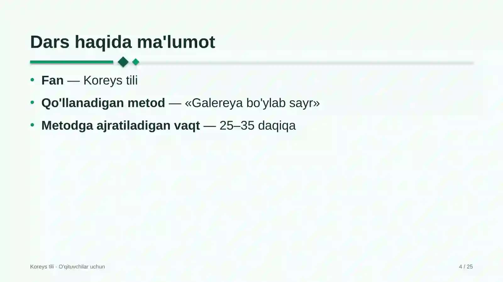 koreys tili darslarida galereya bo'ylab sayr metodidan foydalanish 6179 4