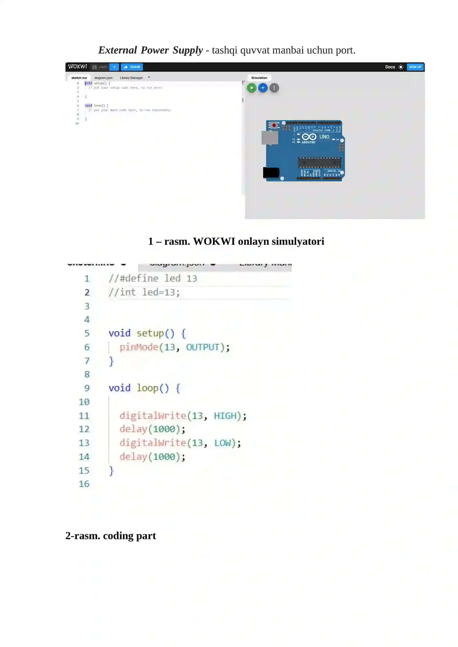 Arduino yordamida yorug‘lik diodini o‘chirib yoqish 4
