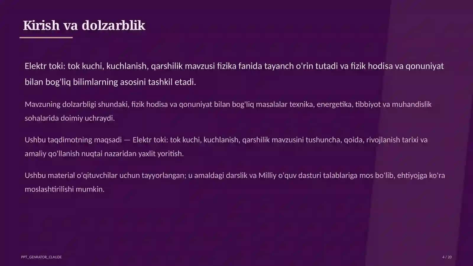 Elektr toki: tok kuchi, kuchlanish, qarshilik (8-sinf) 4