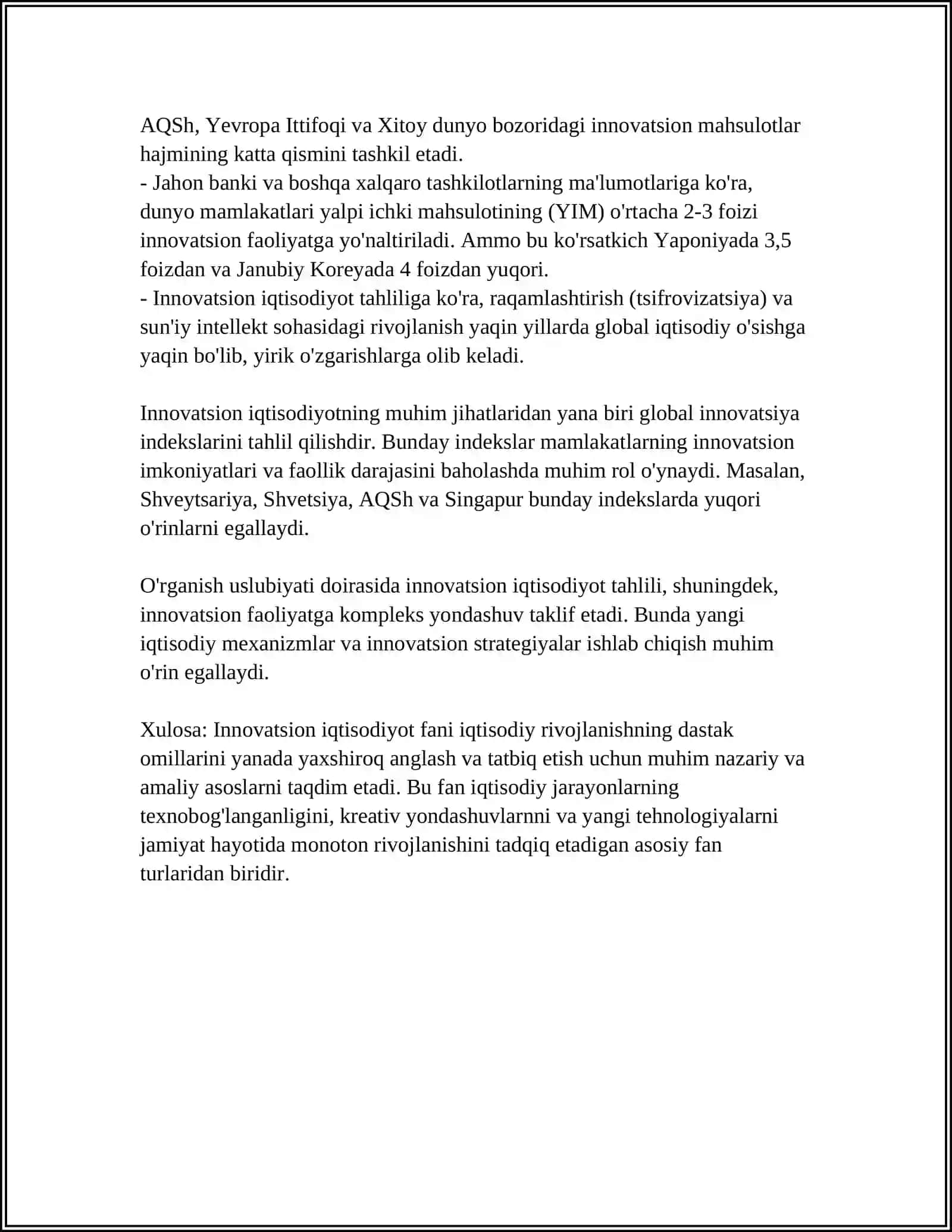 INNOVATSION IQTISODIYOT FANINING PREDMETI, MAQSADI, VAZIFALARI VA TADQIQOT USULLARI 4