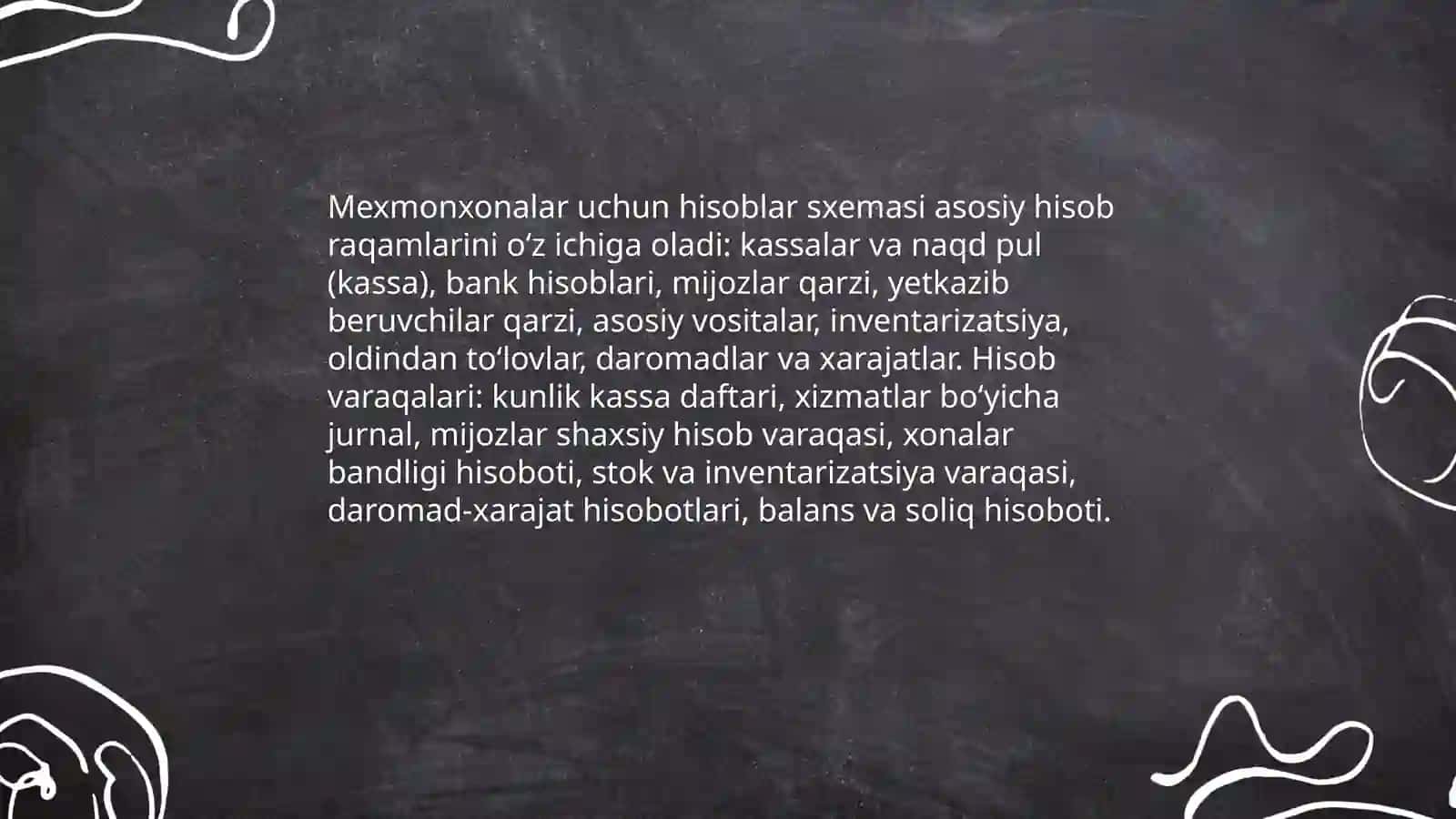 Mexmonxona xizmatlarini ko‘rsatuvchi sub’ektlarida buxgalteriya hisobi 4