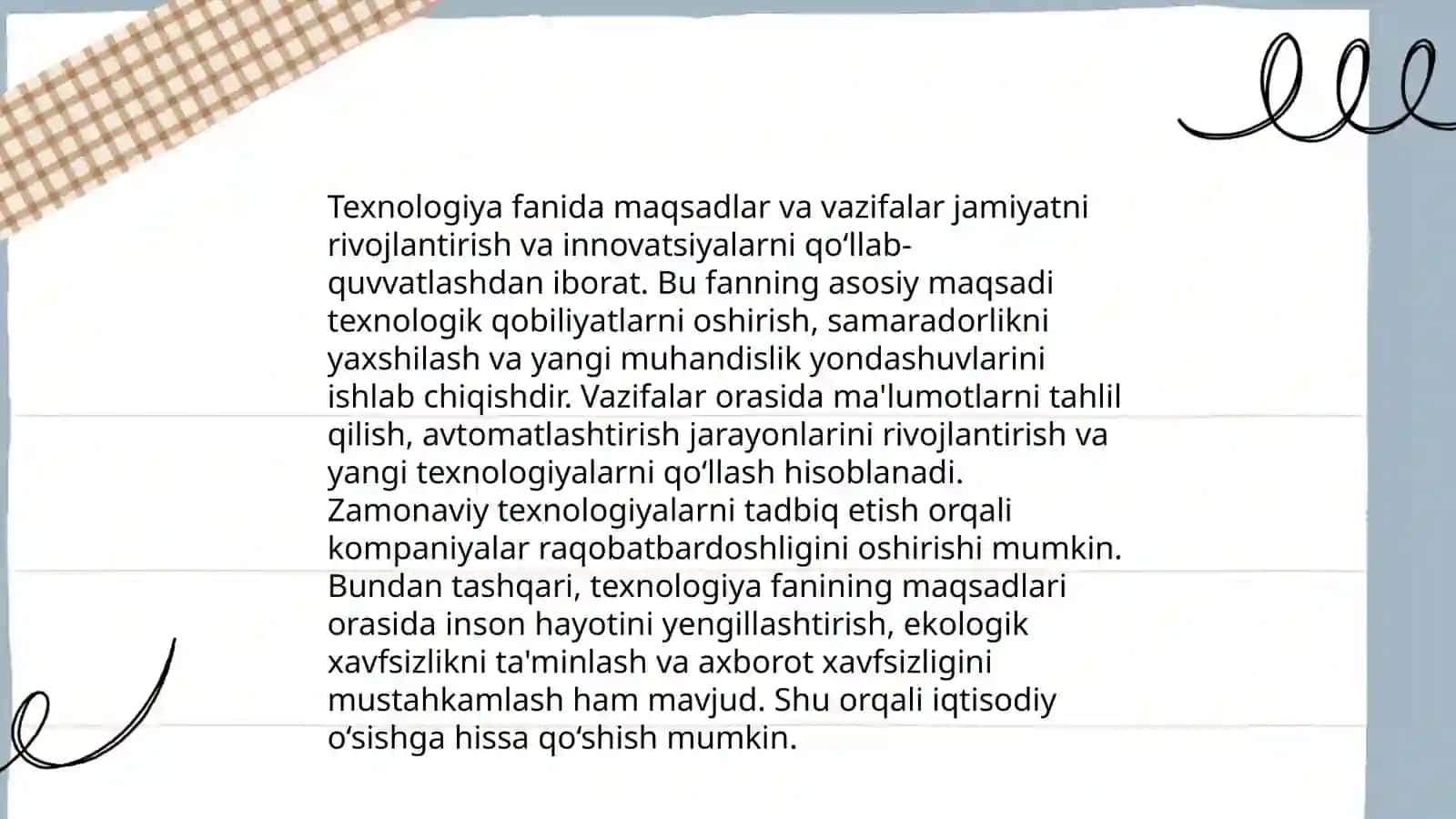 Texnologiya fani va tarbiyasining maqsad va vazifalari 4