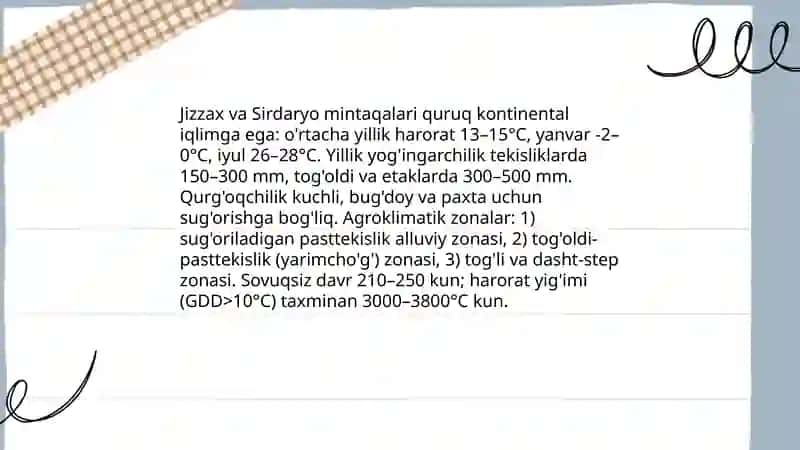 Jizzax va Sirdaryoning mintaqalari 4