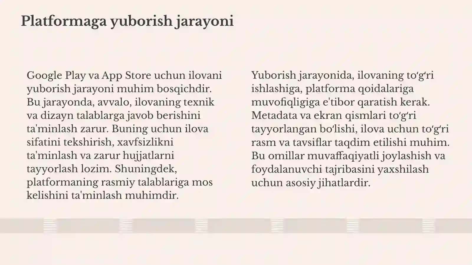 Ilovani tayyorlash va platformaga yuborish jarayonining asosiy bosqichlari 4