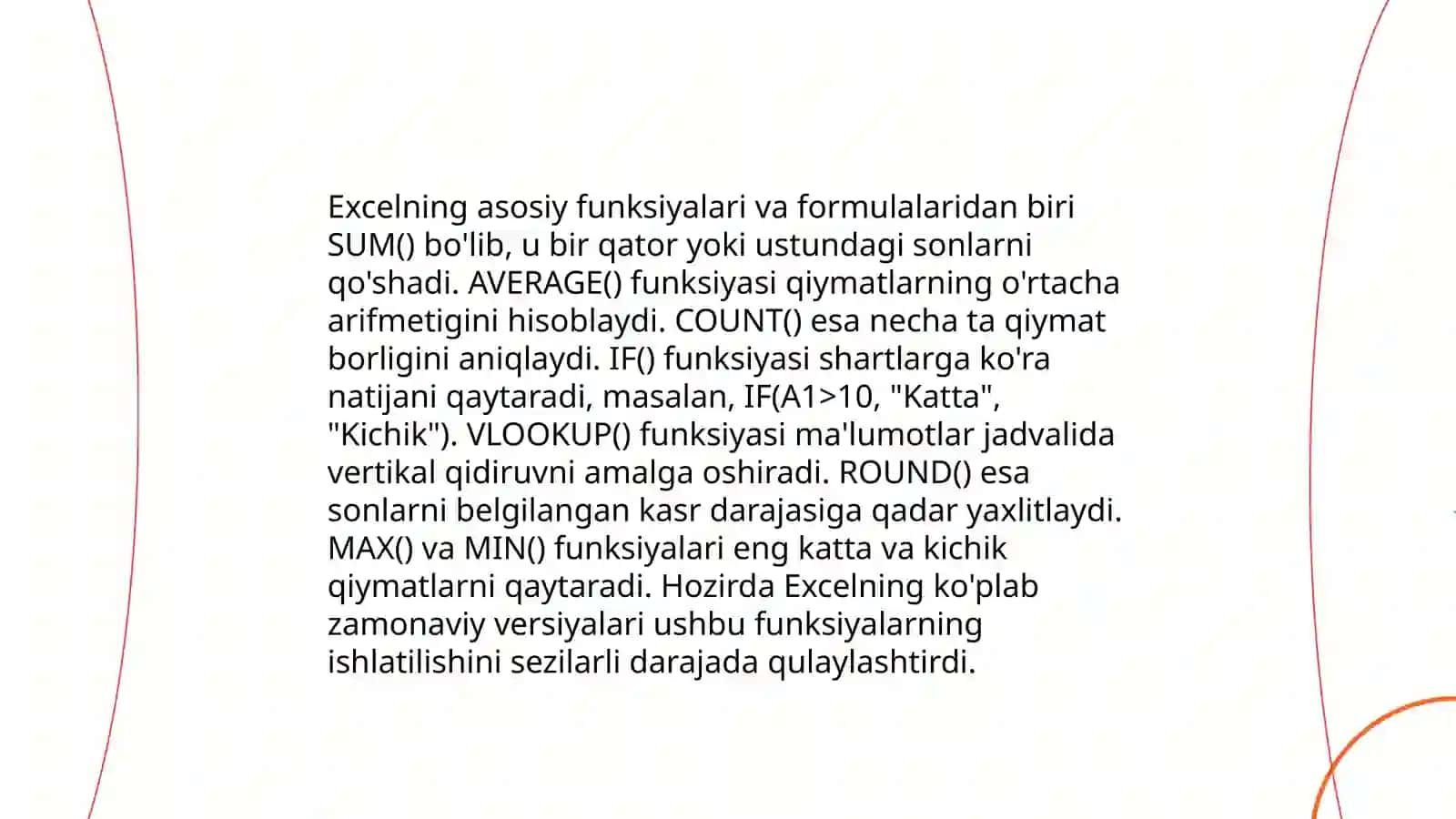 Sonli ma’lumotlarni qayta ishlash texnologiyasi. Microsoft Excel elektron jadvalmuxarririning keng imkoniyatlaridan foydalanish 4