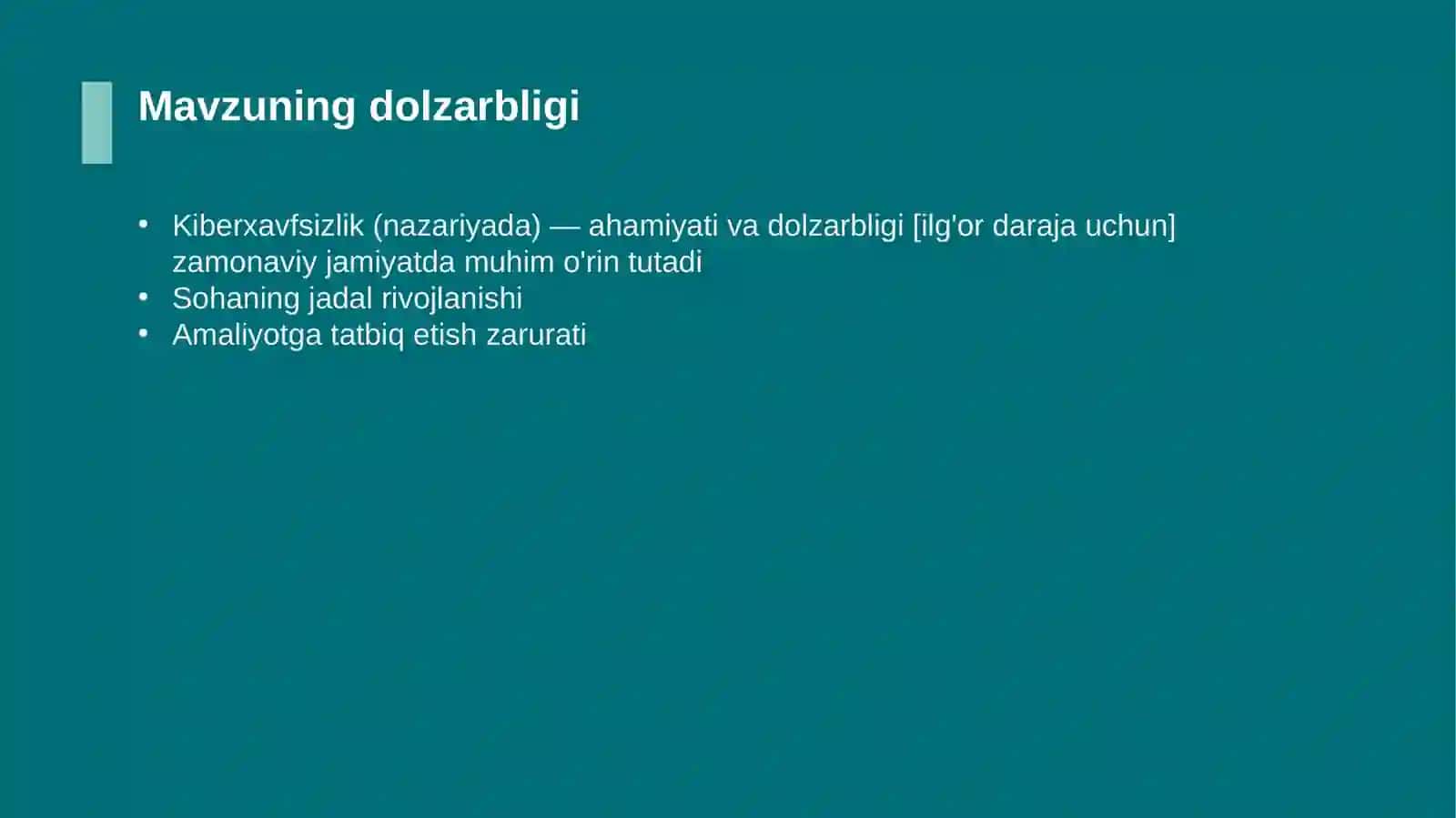 Kiberxavfsizlik (nazariyada) — ahamiyati va dolzarbligi [ilg'or daraja uchun] 4