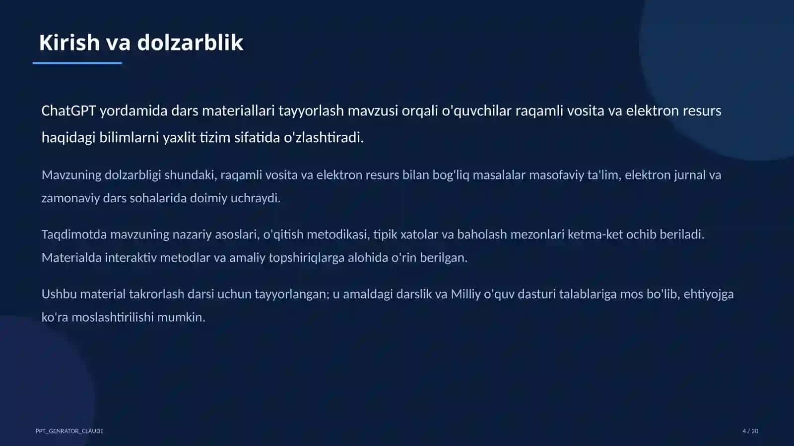 ChatGPT yordamida dars materiallari tayyorlash 4