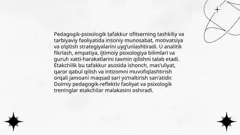 Ofitserning pedagogik mahorati,uning pedagogik-psixologik tafakkuri 4