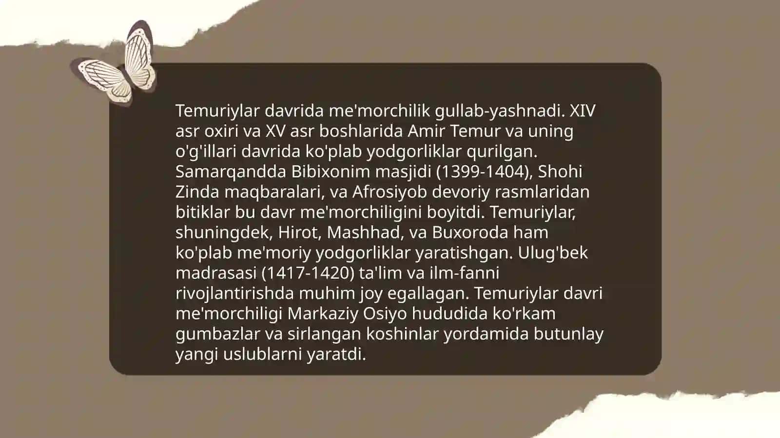 Amir Temur davri me'morchiligi 4
