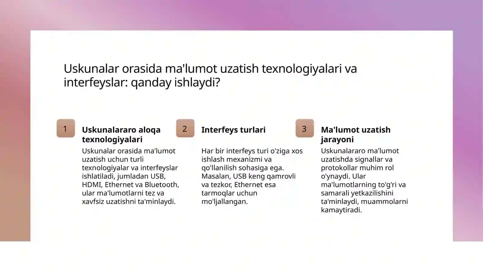 Qurilma aloqasi va tashqi qurilmalar 4